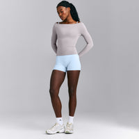 FormeSoft™ Fitted Off-The-Shoulder Long Sleeve Top | Zinc Grey