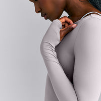 FormeSoft™ Fitted Off-The-Shoulder Long Sleeve Top | Zinc Grey