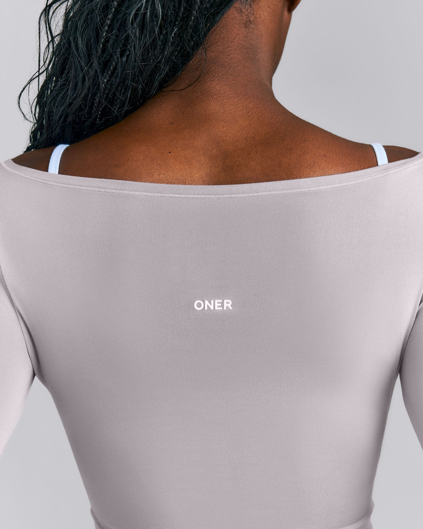 FormeSoft™ Fitted Off-The-Shoulder Long Sleeve Top | Zinc Grey