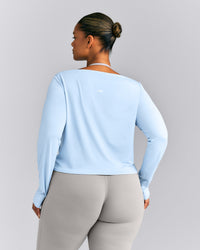 FormeSoft™ Relaxed Slash Neck Long Sleeve Top | Mist Blue
