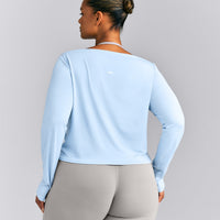 FormeSoft™ Relaxed Slash Neck Long Sleeve Top | Mist Blue