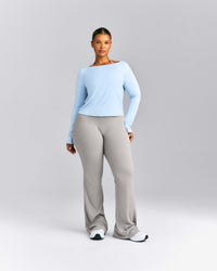 FormeSoft™ Relaxed Slash Neck Long Sleeve Top | Mist Blue