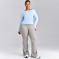 FormeSoft™ Relaxed Slash Neck Long Sleeve Top | Mist Blue