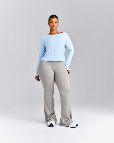 FormeSoft™ Relaxed Slash Neck Long Sleeve Top | Mist Blue
