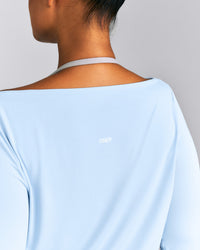 FormeSoft™ Relaxed Slash Neck Long Sleeve Top | Mist Blue