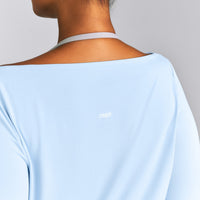 FormeSoft™ Relaxed Slash Neck Long Sleeve Top | Mist Blue