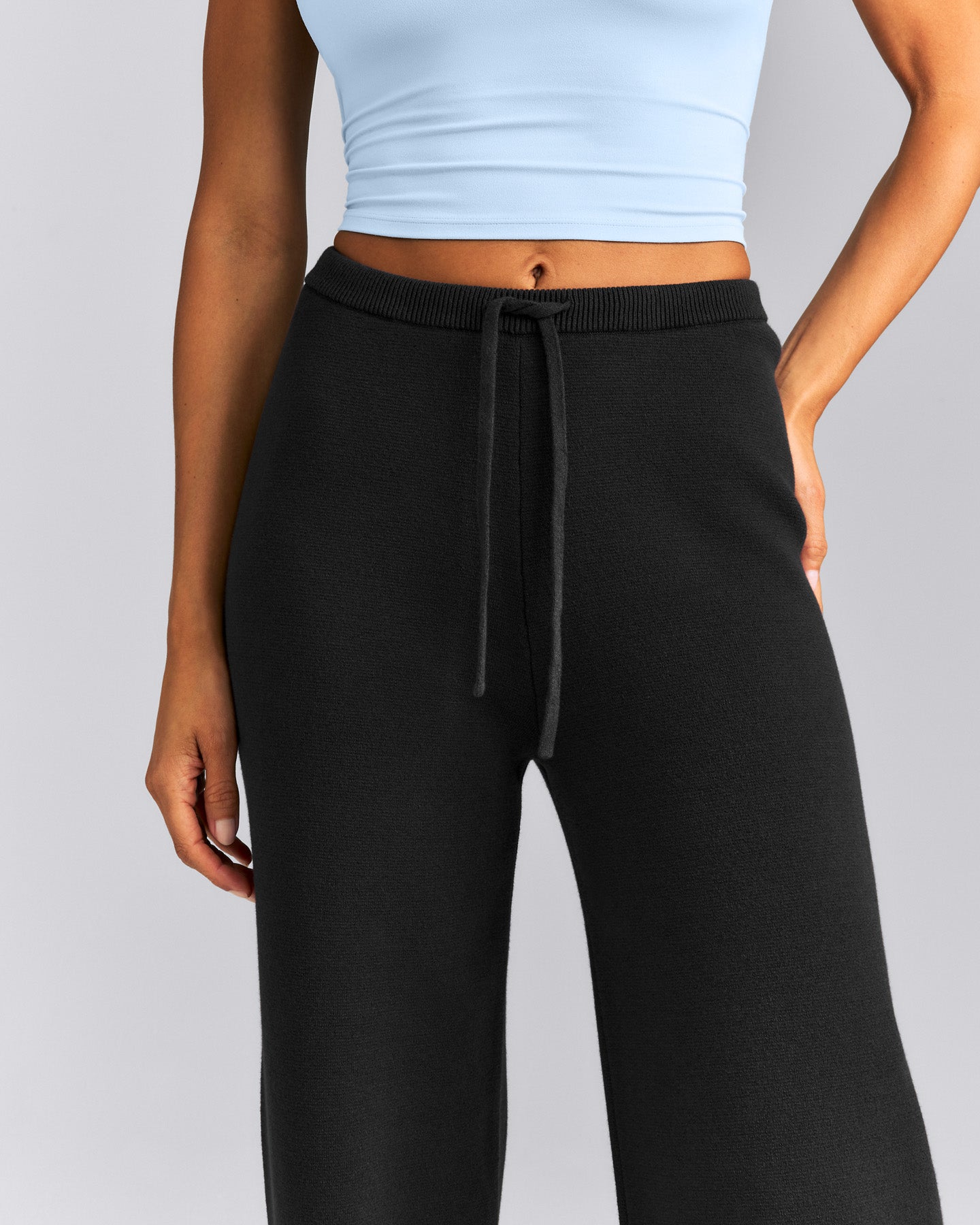 Mid Weight Cotton Knit Trouser | Black