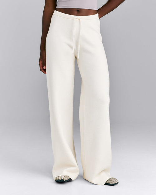 Mid Weight Cotton Knit Trouser | Marshmallow White