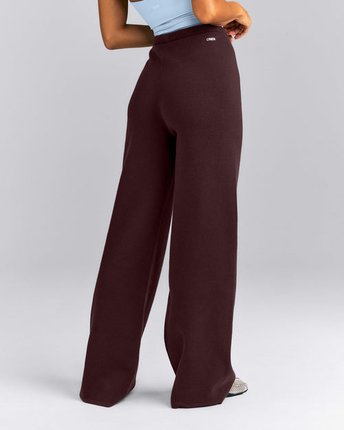 Mid Weight Cotton Knit Trouser | Plum Brown