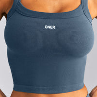 Seamless Scoop Neck Vest | Storm Blue