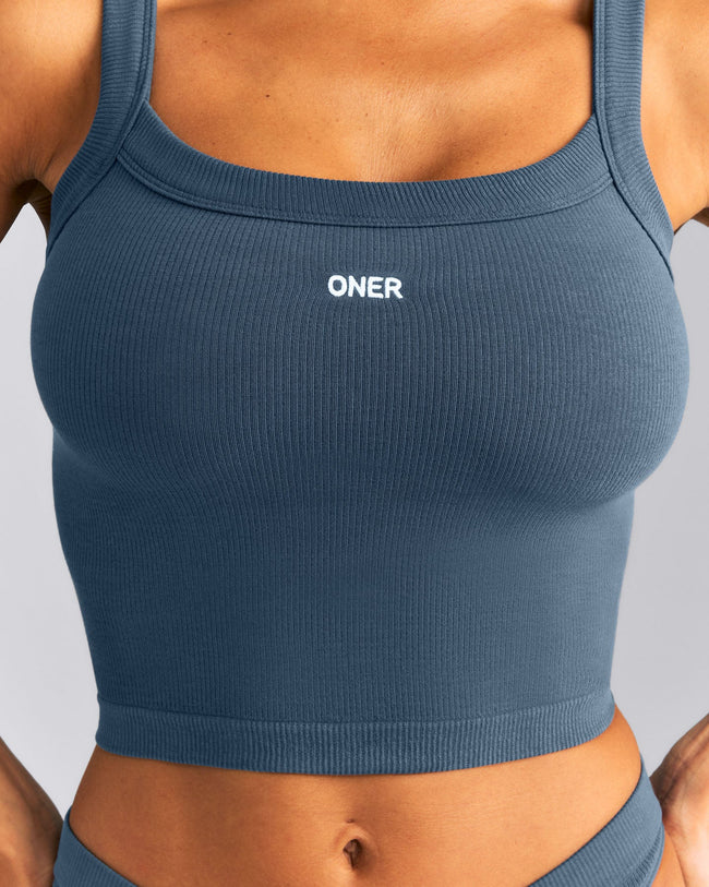 Seamless Scoop Neck Vest | Storm Blue