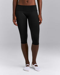 SoftMotion™ Fold Over Capri Leggings New Branding | Black