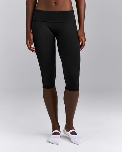 SoftMotion™ Fold Over Capri Leggings New Branding | Black