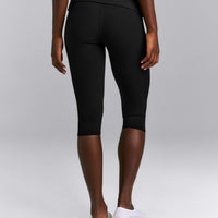SoftMotion™ Fold Over Capri Leggings New Branding | Black