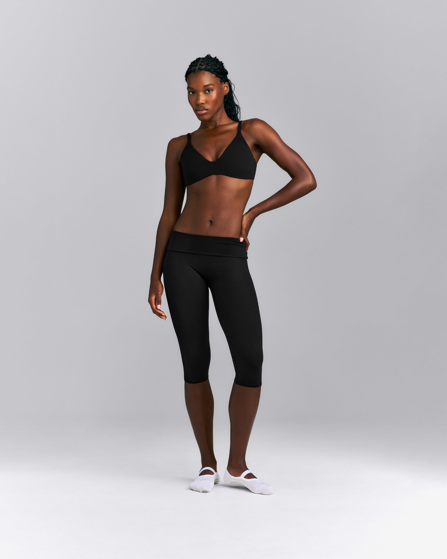 SoftMotion™ Fold Over Capri Leggings New Branding | Black