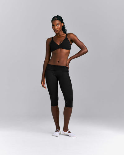 SoftMotion™ Fold Over Capri Leggings New Branding | Black