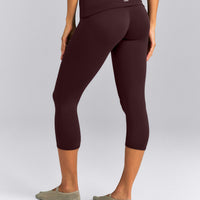 SoftMotion™ Fold Over Capri Leggings New Branding | Plum Brown