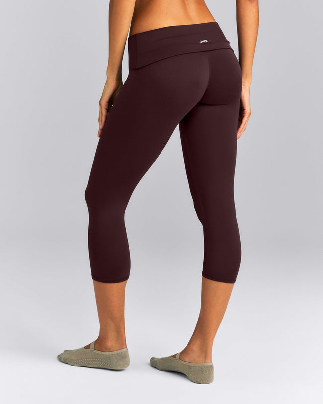 SoftMotion™ Fold Over Capri Leggings New Branding | Plum Brown
