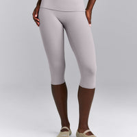 SoftMotion™ Fold Over Capri Leggings | Zinc Gray