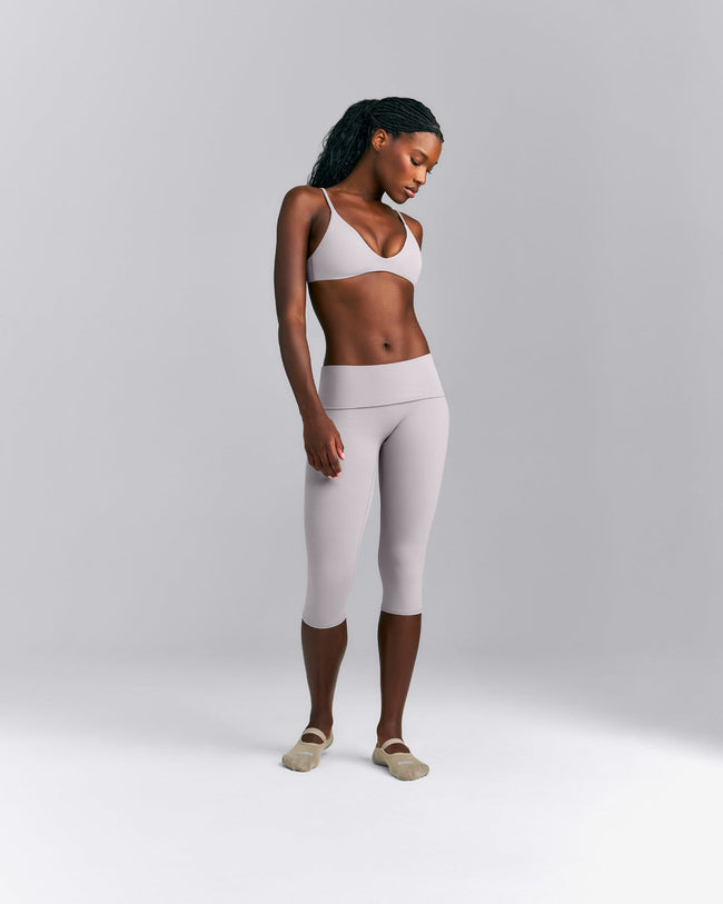 SoftMotion™ Fold Over Capri Leggings | Zinc Gray