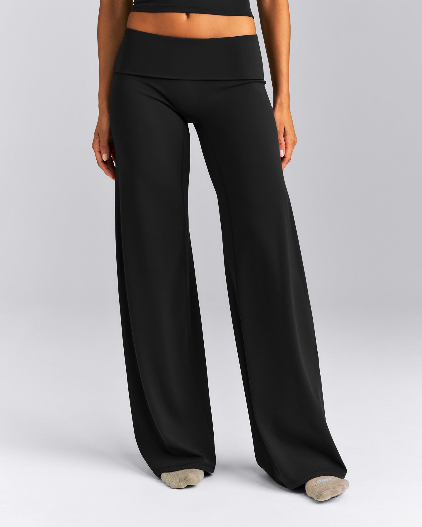 SoftMotion™ Fold Over Mid Rise Straight Leg Pants New Branding | Black