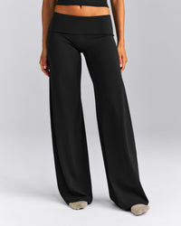 SoftMotion™ Fold Over Mid Rise Straight Leg Pants New Branding | Black
