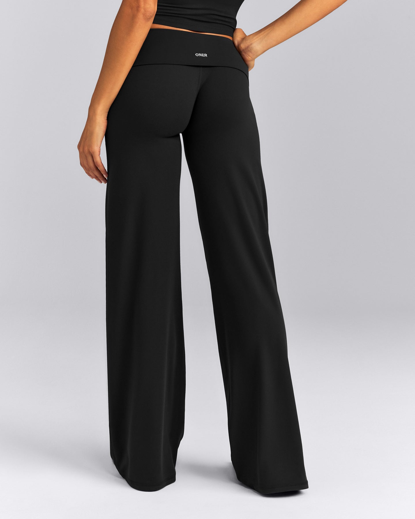 SoftMotion™ Fold Over Mid Rise Straight Leg Pants New Branding | Black