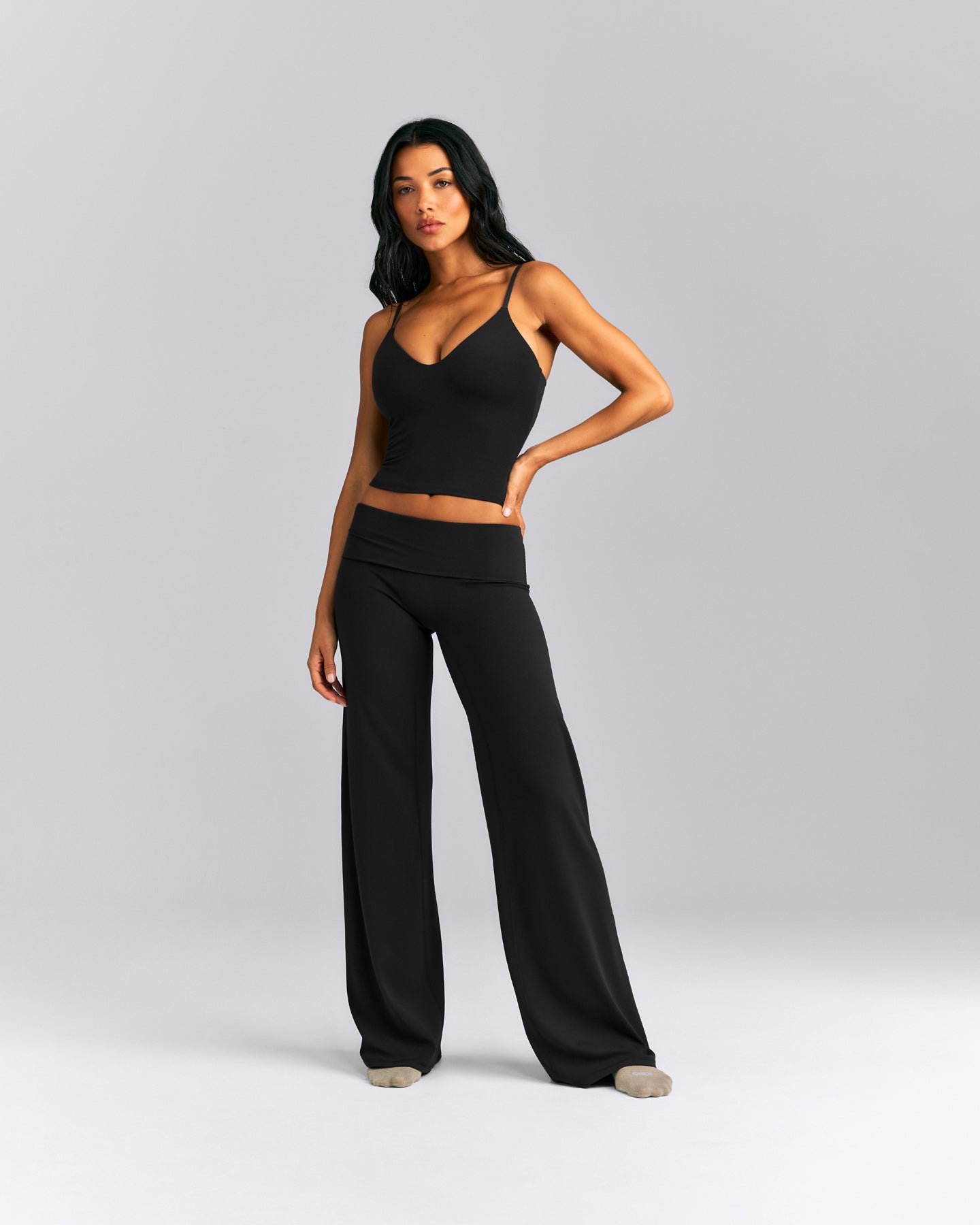 SoftMotion™ Fold Over Mid Rise Straight Leg Pants New Branding | Black