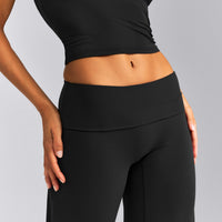 SoftMotion™ Fold Over Mid Rise Straight Leg Pants New Branding | Black