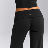 SoftMotion™ Fold Over Mid Rise Straight Leg Pants New Branding | Black