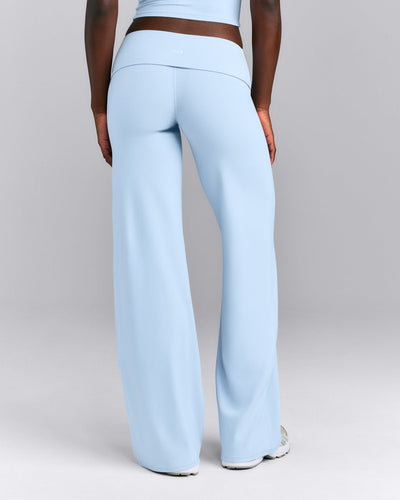 SoftMotion™ Fold Over Mid Rise Straight Leg Pants New Branding | Mist Blue