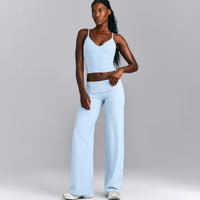 SoftMotion™ Fold Over Mid Rise Straight Leg Pants New Branding | Mist Blue