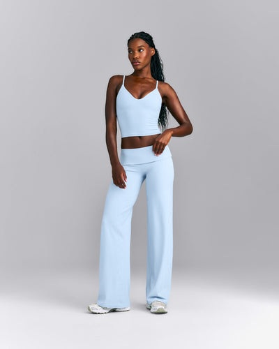 SoftMotion™ Fold Over Mid Rise Straight Leg Pants New Branding | Mist Blue