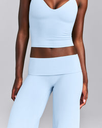 SoftMotion™ Fold Over Mid Rise Straight Leg Pants New Branding | Mist Blue