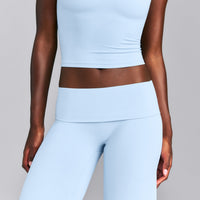 SoftMotion™ Fold Over Mid Rise Straight Leg Pants New Branding | Mist Blue