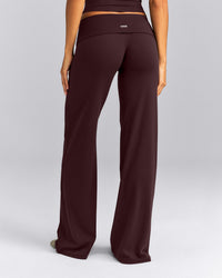 SoftMotion™ Fold Over Mid Rise Straight Leg Pants | Plum Brown