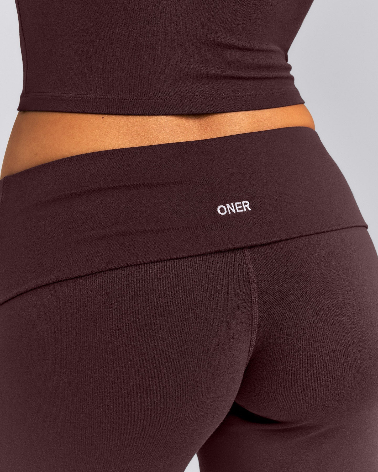 SoftMotion™ Fold Over Mid Rise Straight Leg Pants | Plum Brown
