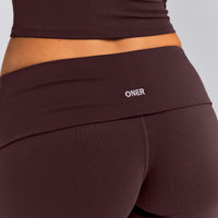 SoftMotion™ Fold Over Mid Rise Straight Leg Pants | Plum Brown