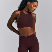 SoftMotion™ High Neck Sports Bra | Plum Brown
