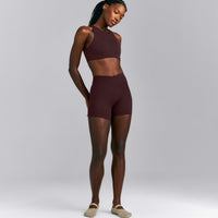 SoftMotion™ High Neck Sports Bra | Plum Brown