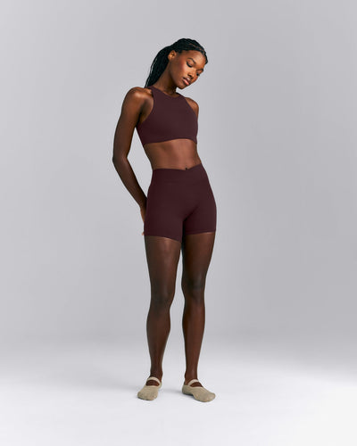 SoftMotion™ High Neck Sports Bra | Plum Brown