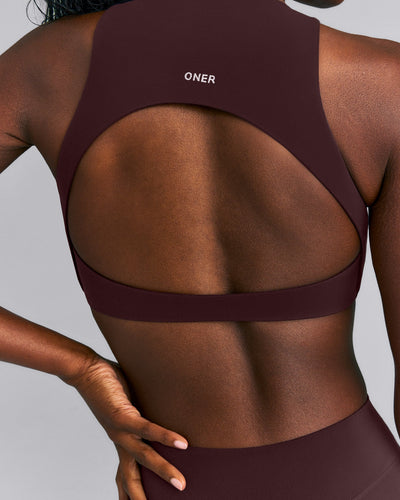 SoftMotion™ High Neck Sports Bra | Plum Brown