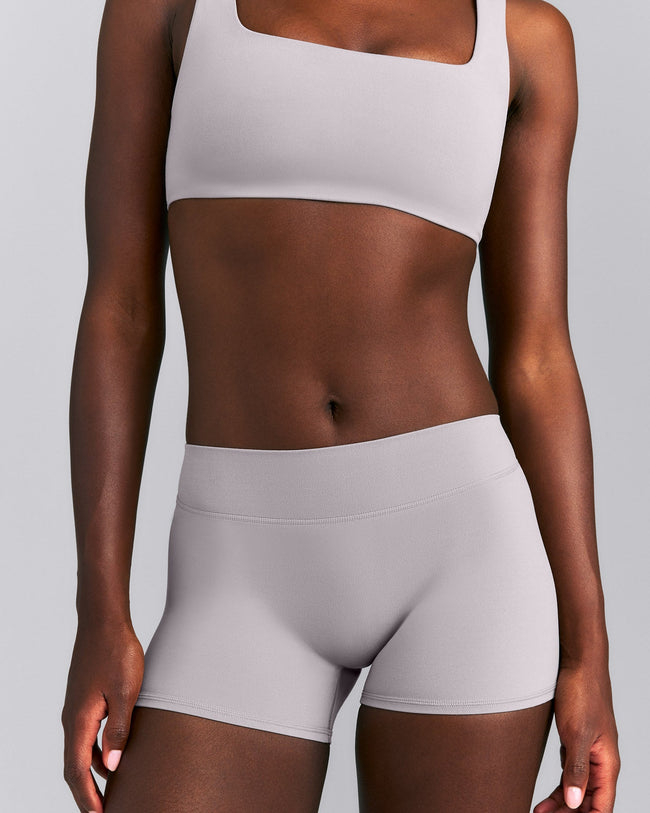 SoftMotion™ Mid Rise Micro Shorts 4" New Branding | Zinc Grey