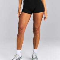 SoftMotion™ Mid Rise Micro Shorts 4" New Branding | Black