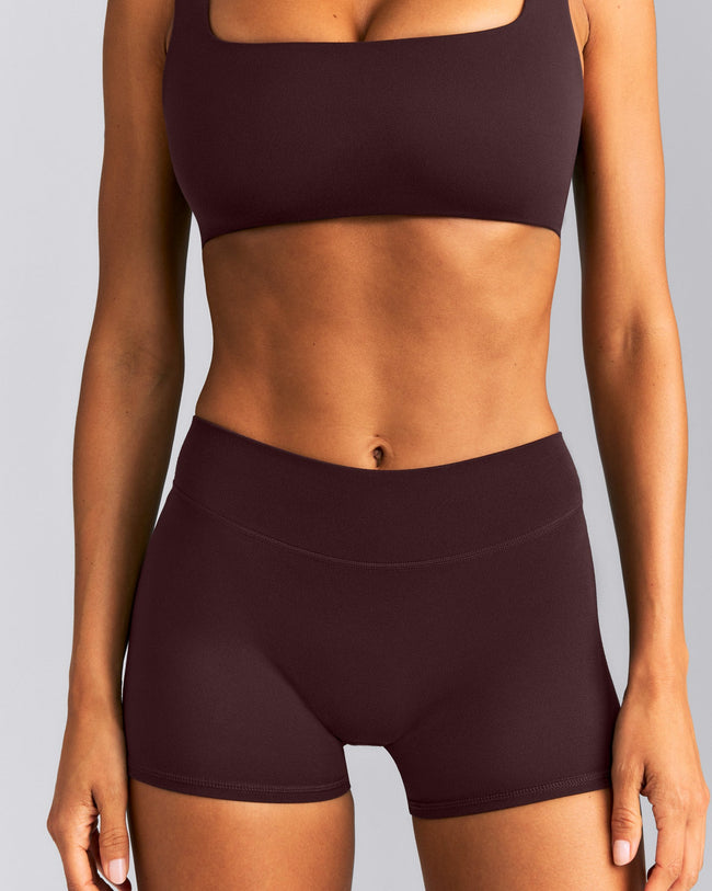 SoftMotion™ Mid Rise Micro Shorts 4" | Plum Brown