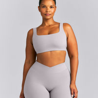 SoftMotion™ Soft Square Neck Sports Bra | Zinc Gray