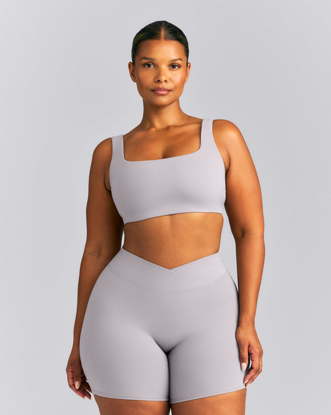 SoftMotion™ Soft Square Neck Sports Bra | Zinc Gray