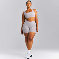 SoftMotion™ Soft Square Neck Sports Bra | Zinc Gray
