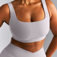 SoftMotion™ Soft Square Neck Sports Bra | Zinc Gray