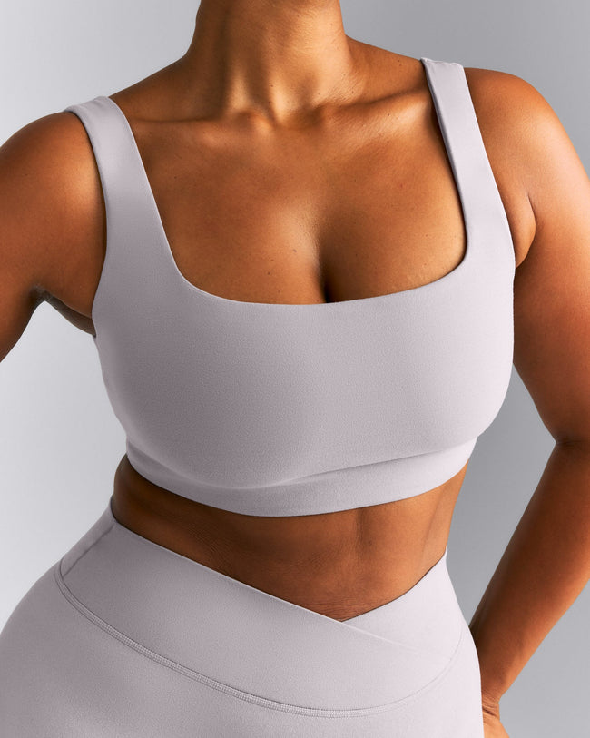 SoftMotion™ Soft Square Neck Sports Bra | Zinc Gray
